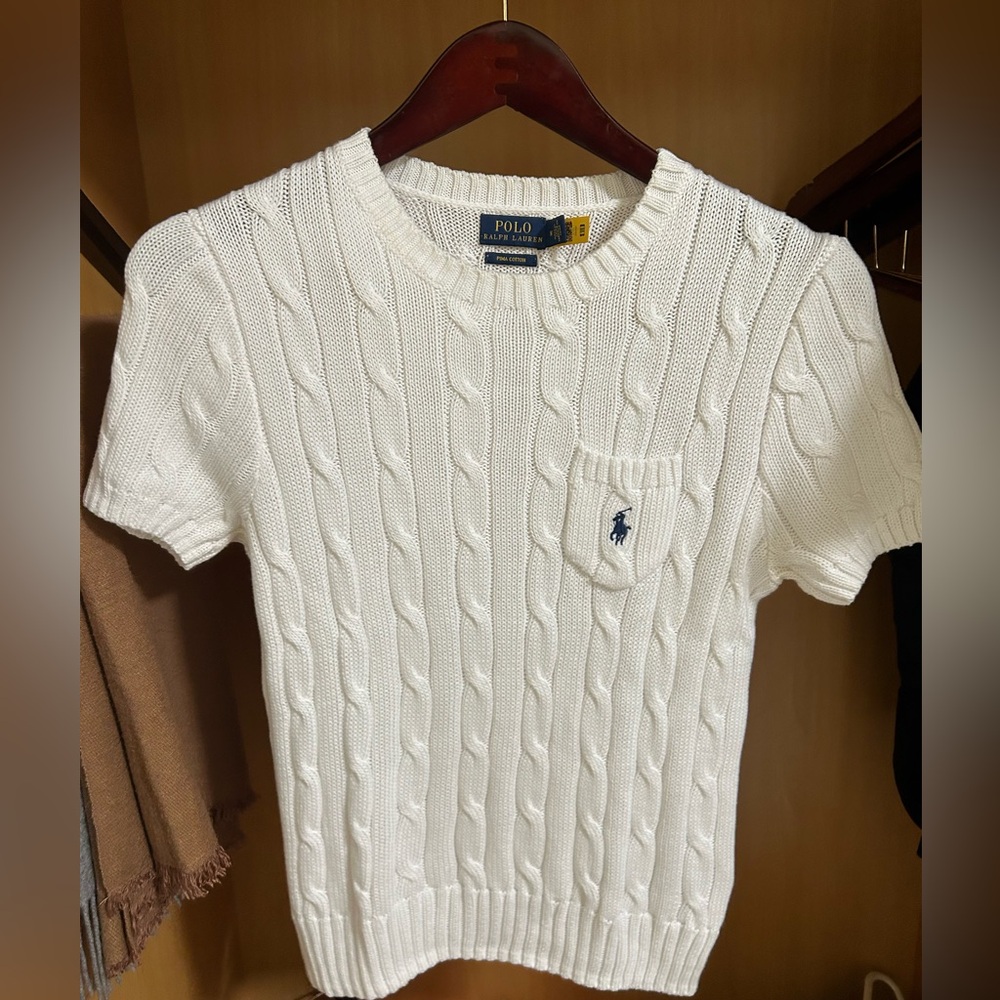 Polo Ralph Lauren Cotton White Cable Knit Sweater Top